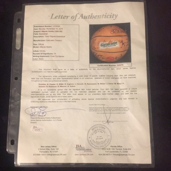 Atlanta Hawks 1992 Official team signed basketball - Picture 4 of 5
